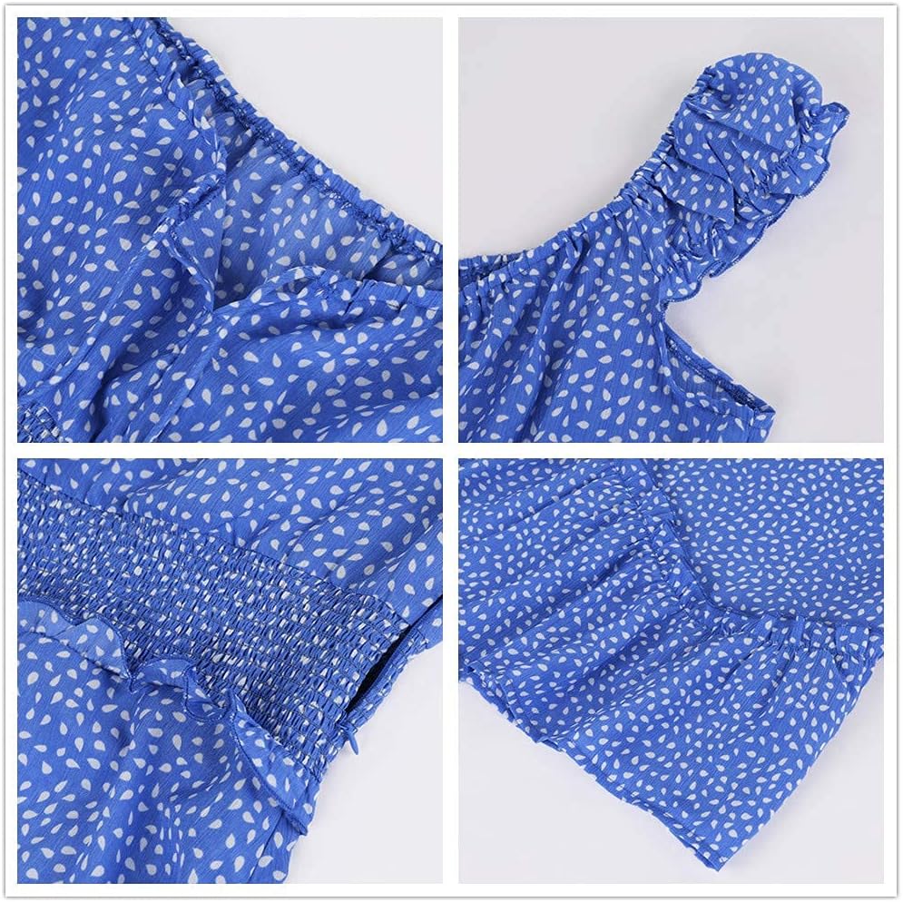 Cicy Bell Women's Summer Ruffle Sleeve Sweetheart Neckline Printing Dress Mini Dress