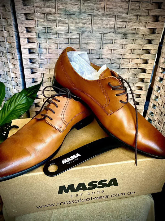NNEDSZ Massa Ascoli Leather Derby Dress Lace Up Shoes Wedding Business Formal in Tan - UK 11