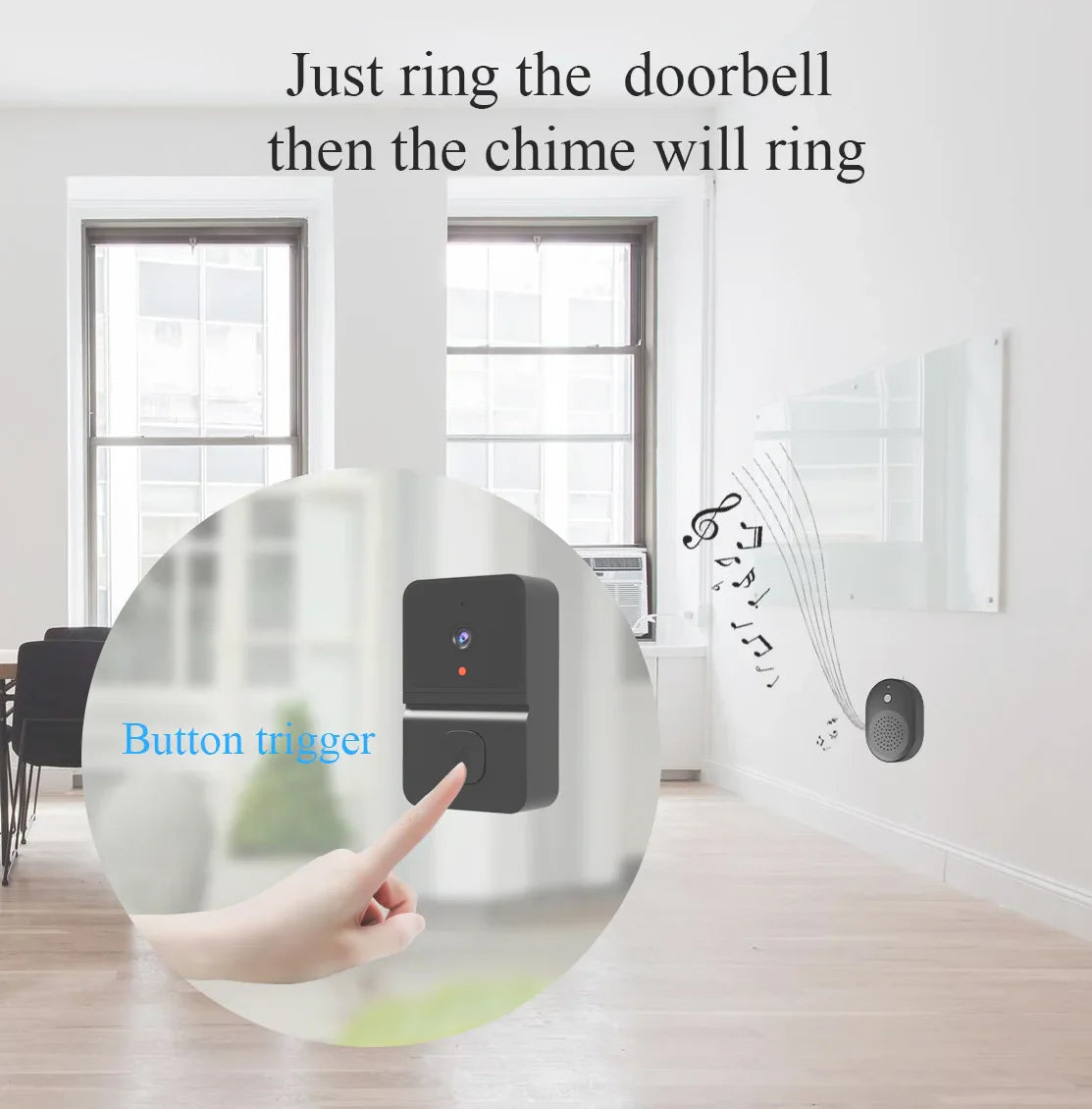 NNEOBA Wireless Doorbell WiFi Camera with Night Vision & Voice Intercom