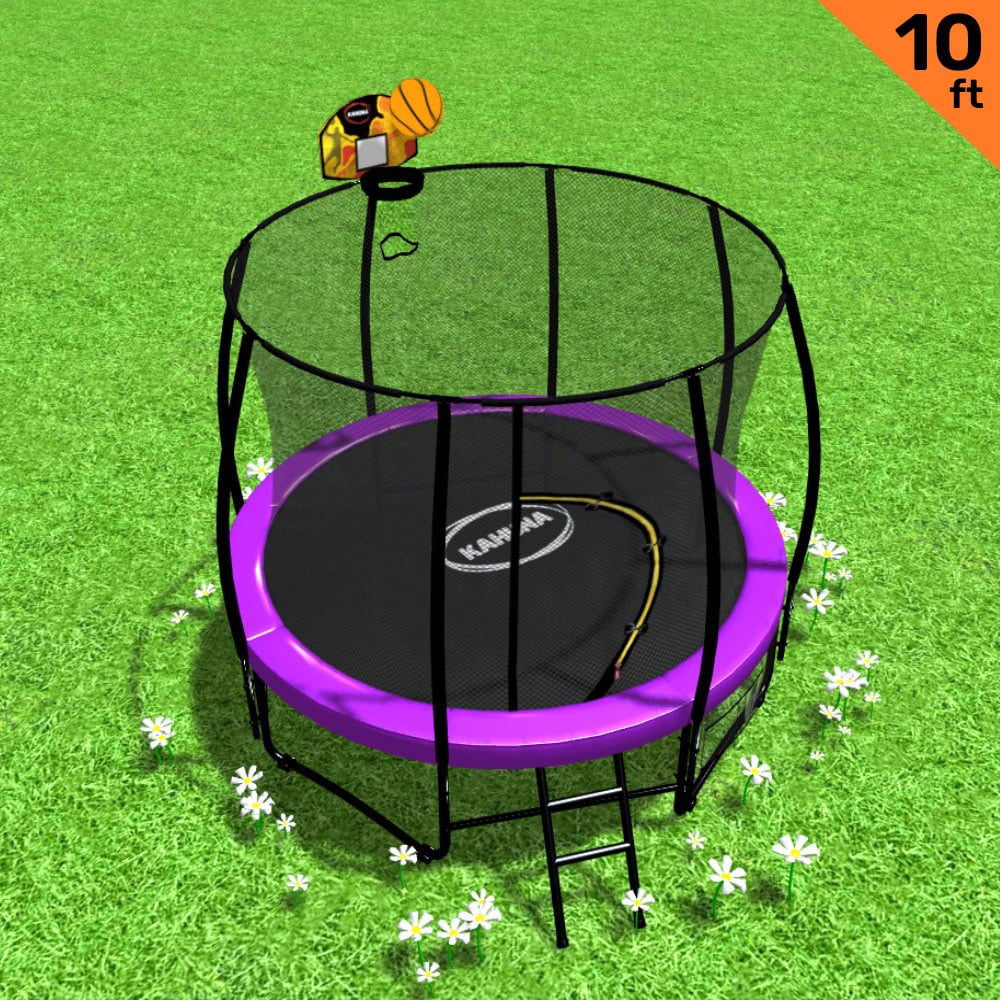 NNEDPE Trampoline 10ft with  Basket ball set - Purple